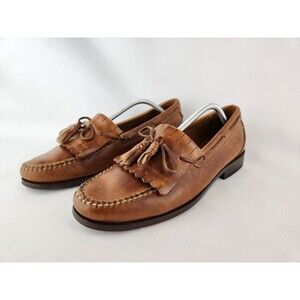 Johnston & Murphy Brown Tassel Fringe Leather Loafer Dress Shoes Men's US 12 M‎